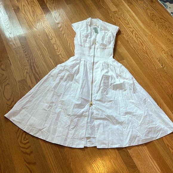 Anthropologie The Tommie Cap-Sleeve Smocked Front-Zip Shirt Dress Size XSP NWT - Picture 6 of 13